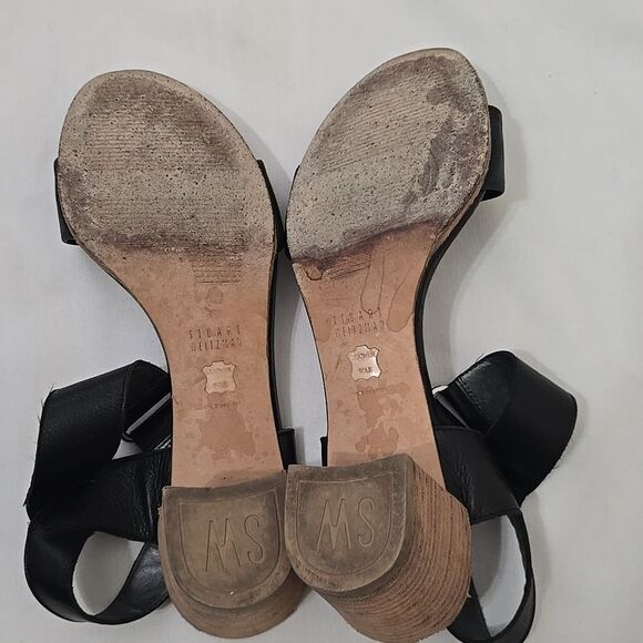 Stuart Weitzman Broadband Leather City Open Tow block Sandals heels Size 7.5 - Picture 5 of 11